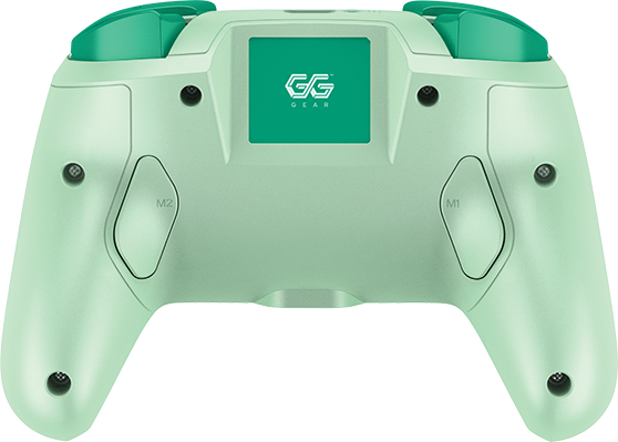 Light green wireless gaming controller for SWITCH 2 with a visible GG Gear logo on a green background.